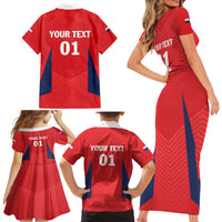 Personalized Panama 2024 Football Family Matching Short Sleeve Bodycon Dress and Hawaiian Shirt Go Los Canaleros - Wonder Print Shop