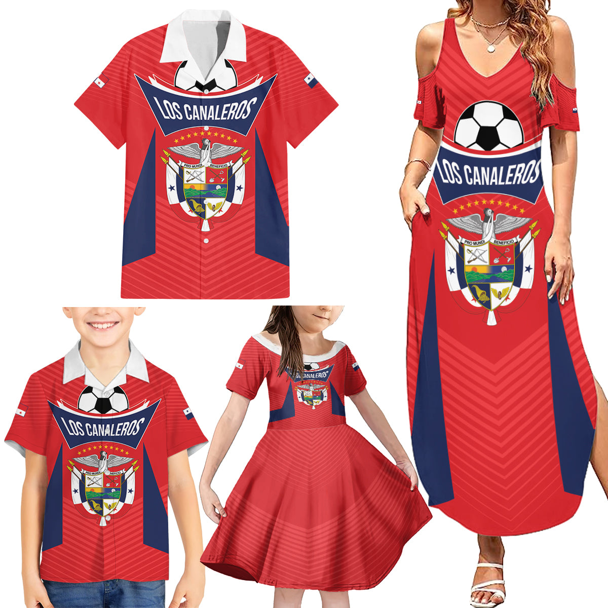 Personalized Panama 2024 Football Family Matching Summer Maxi Dress and Hawaiian Shirt Go Los Canaleros - Wonder Print Shop