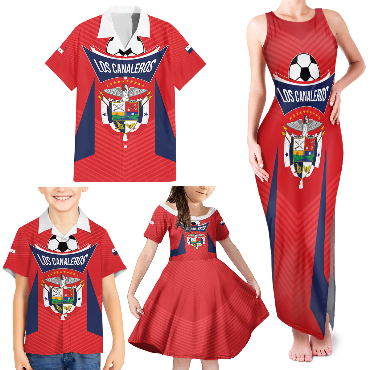 Personalized Panama 2024 Football Family Matching Tank Maxi Dress and Hawaiian Shirt Go Los Canaleros - Wonder Print Shop