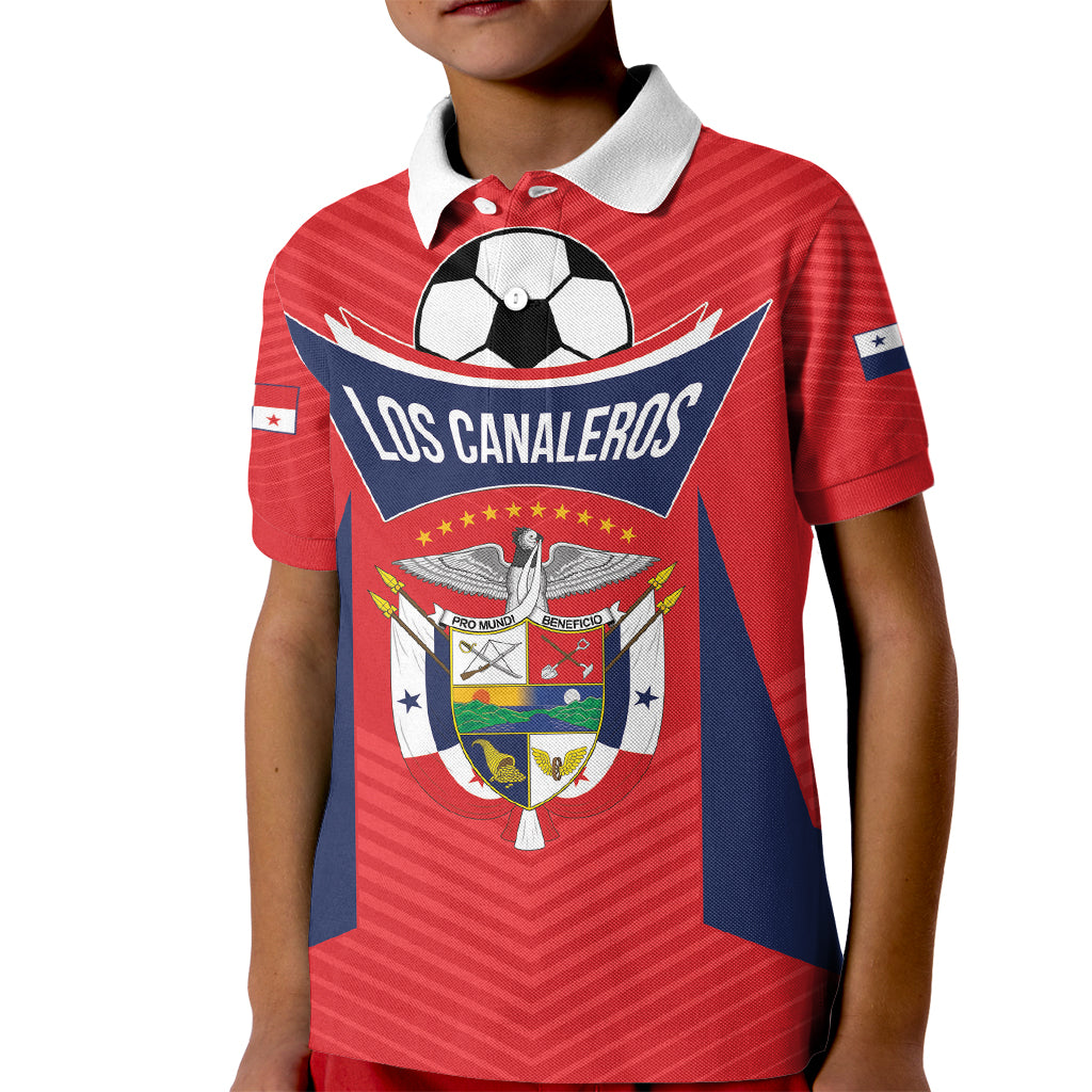 Personalized Panama 2024 Football Kid Polo Shirt Go Los Canaleros - Wonder Print Shop