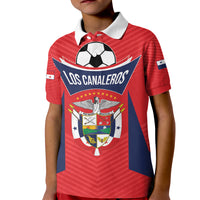 Personalized Panama 2024 Football Kid Polo Shirt Go Los Canaleros - Wonder Print Shop
