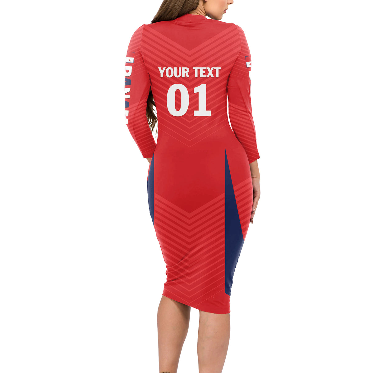 Personalized Panama 2024 Football Long Sleeve Bodycon Dress Go Los Canaleros - Wonder Print Shop