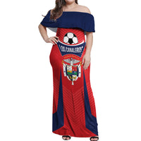 Personalized Panama 2024 Football Off Shoulder Maxi Dress Go Los Canaleros - Wonder Print Shop