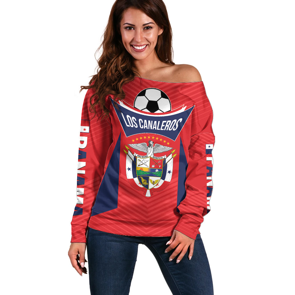 Personalized Panama 2024 Football Off Shoulder Sweater Go Los Canaleros