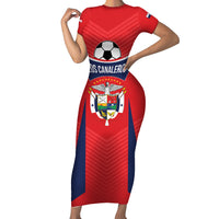 Personalized Panama 2024 Football Short Sleeve Bodycon Dress Go Los Canaleros - Wonder Print Shop