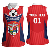 Personalized Panama 2024 Football Women Sleeveless Polo Shirt Go Los Canaleros - Wonder Print Shop