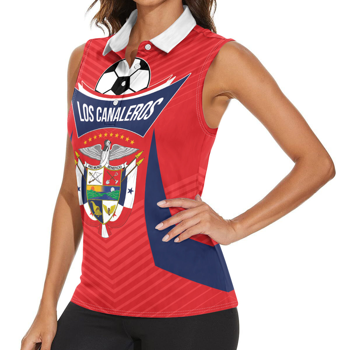 Personalized Panama 2024 Football Women Sleeveless Polo Shirt Go Los Canaleros - Wonder Print Shop