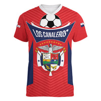 Personalized Panama 2024 Football Women V-Neck T-Shirt Go Los Canaleros - Wonder Print Shop