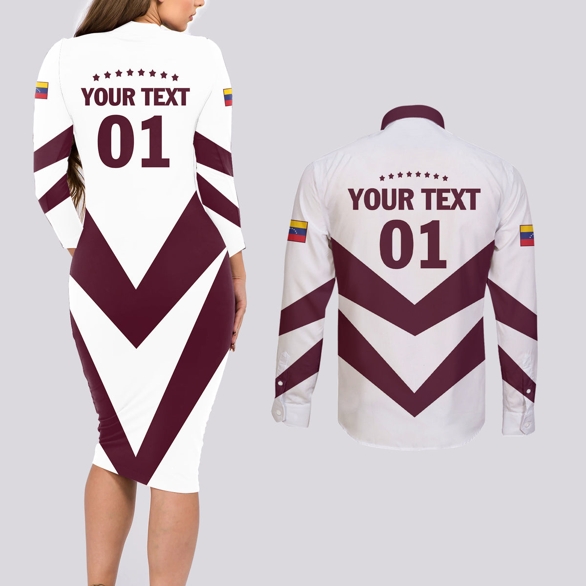 Personalized Venezuela 2024 Football Couples Matching Long Sleeve Bodycon Dress and Long Sleeve Button Shirt Mano tengo fe La Vinotinto - Wonder Print Shop