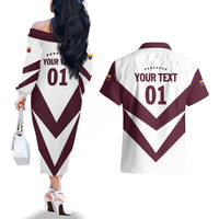 Personalized Venezuela 2024 Football Couples Matching Off The Shoulder Long Sleeve Dress and Hawaiian Shirt Mano tengo fe La Vinotinto - Wonder Print Shop