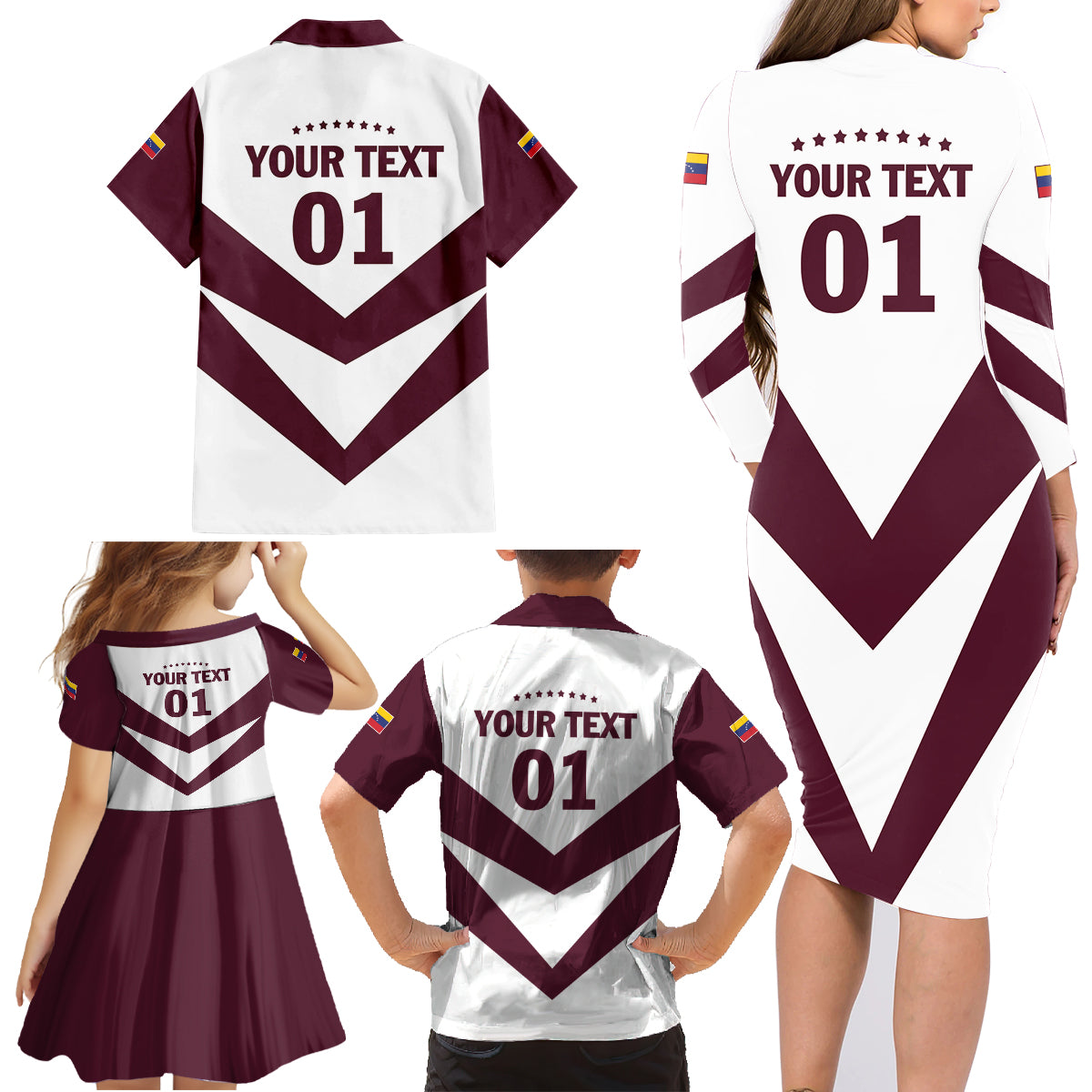 Personalized Venezuela 2024 Football Family Matching Long Sleeve Bodycon Dress and Hawaiian Shirt Mano tengo fe La Vinotinto - Wonder Print Shop