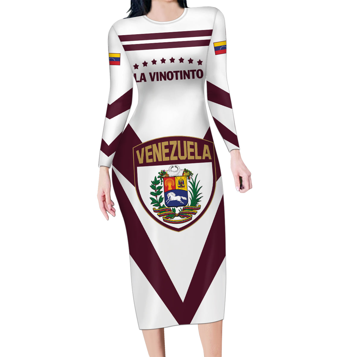 Personalized Venezuela 2024 Football Family Matching Long Sleeve Bodycon Dress and Hawaiian Shirt Mano tengo fe La Vinotinto - Wonder Print Shop
