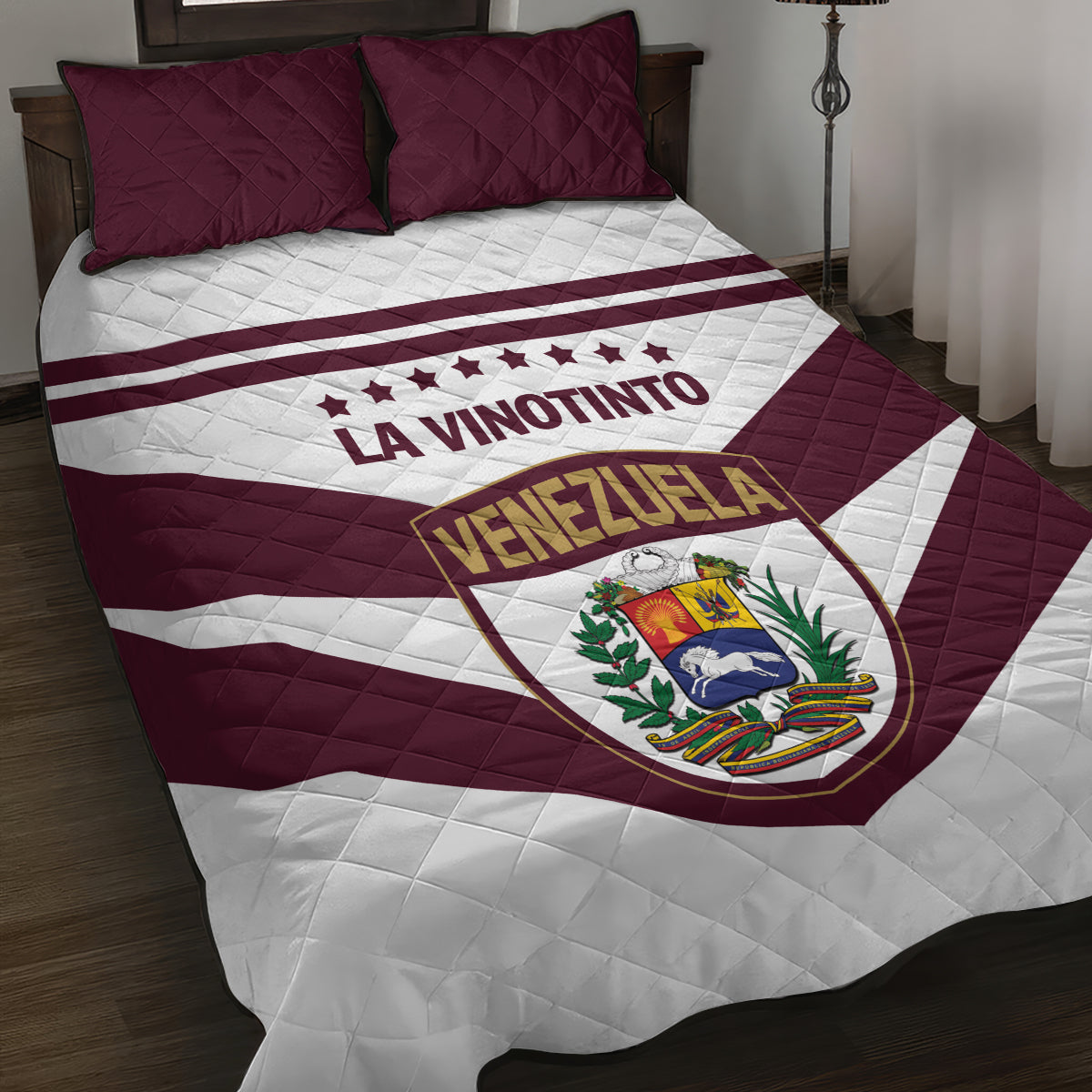 Venezuela 2024 Football Quilt Bed Set Mano tengo fe La Vinotinto