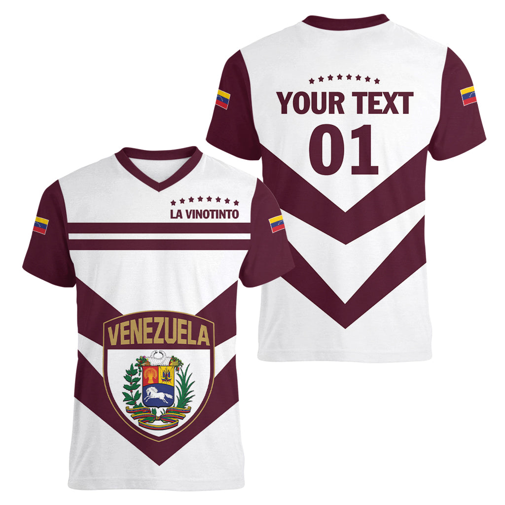 Personalized Venezuela 2024 Football Women V-Neck T-Shirt Mano tengo fe La Vinotinto - Wonder Print Shop