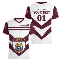 Personalized Venezuela 2024 Football Women V-Neck T-Shirt Mano tengo fe La Vinotinto - Wonder Print Shop