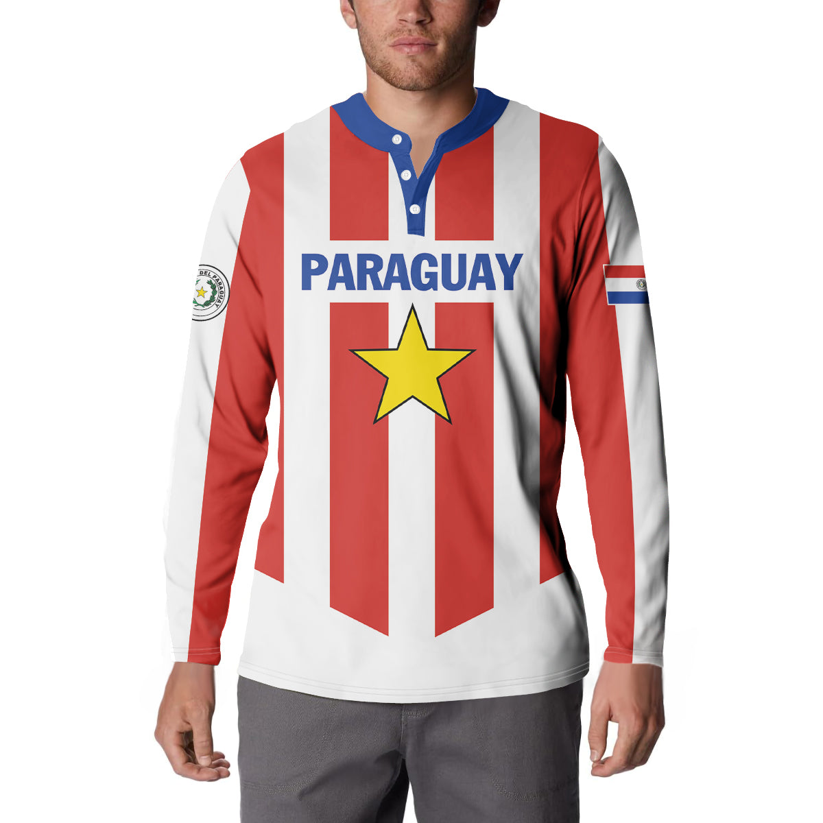 Personalized Paraguay 2024 Football Button Sweatshirt Come On La Albirroja - Wonder Print Shop