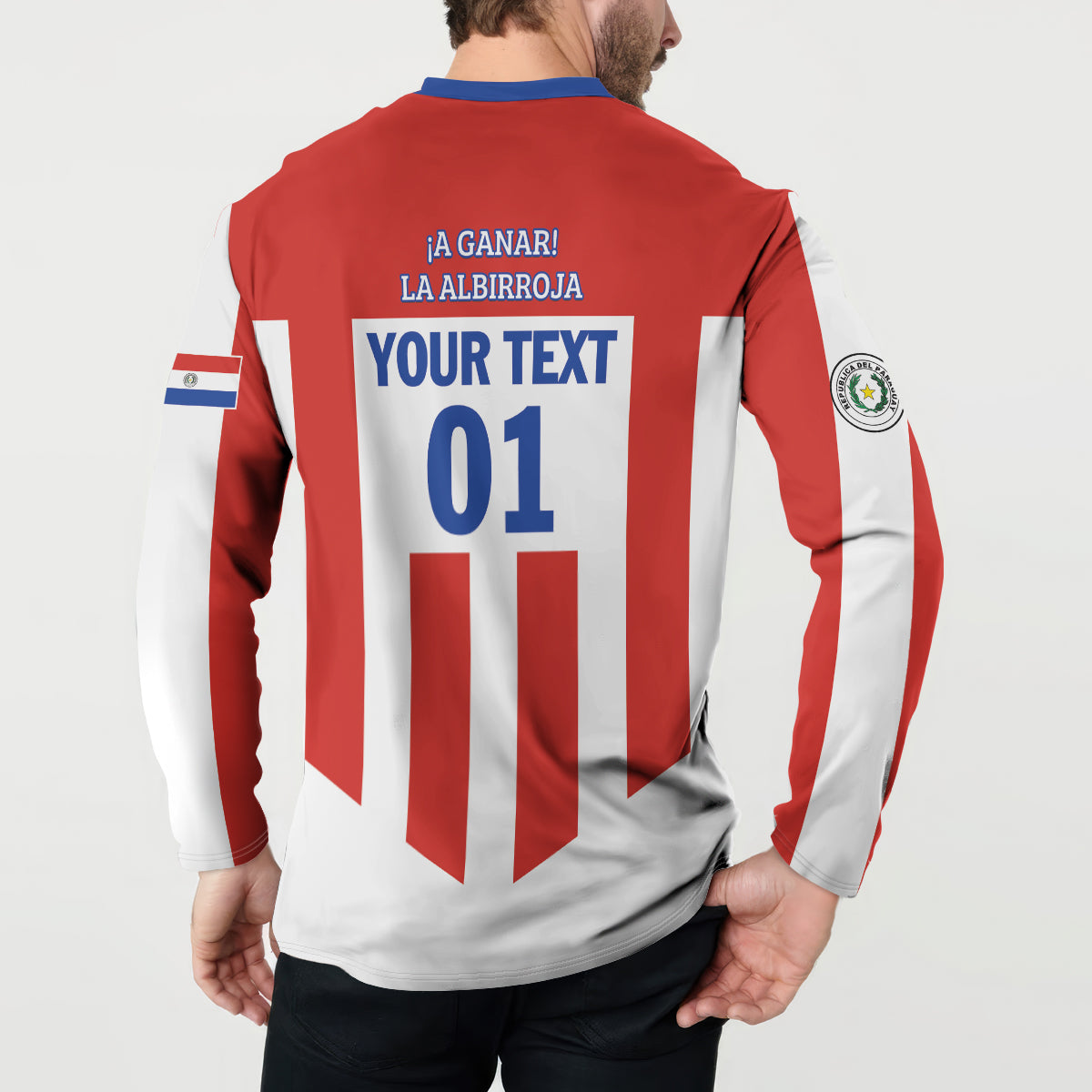 Personalized Paraguay 2024 Football Button Sweatshirt Come On La Albirroja - Wonder Print Shop