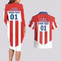 Personalized Paraguay 2024 Football Couples Matching Long Sleeve Bodycon Dress and Hawaiian Shirt Come On La Albirroja - Wonder Print Shop