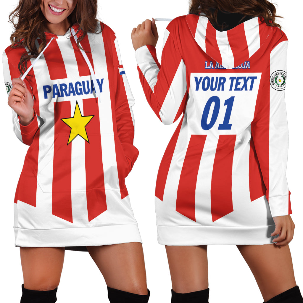 Personalized Paraguay 2024 Football Hoodie Dress Come On La Albirroja - Wonder Print Shop