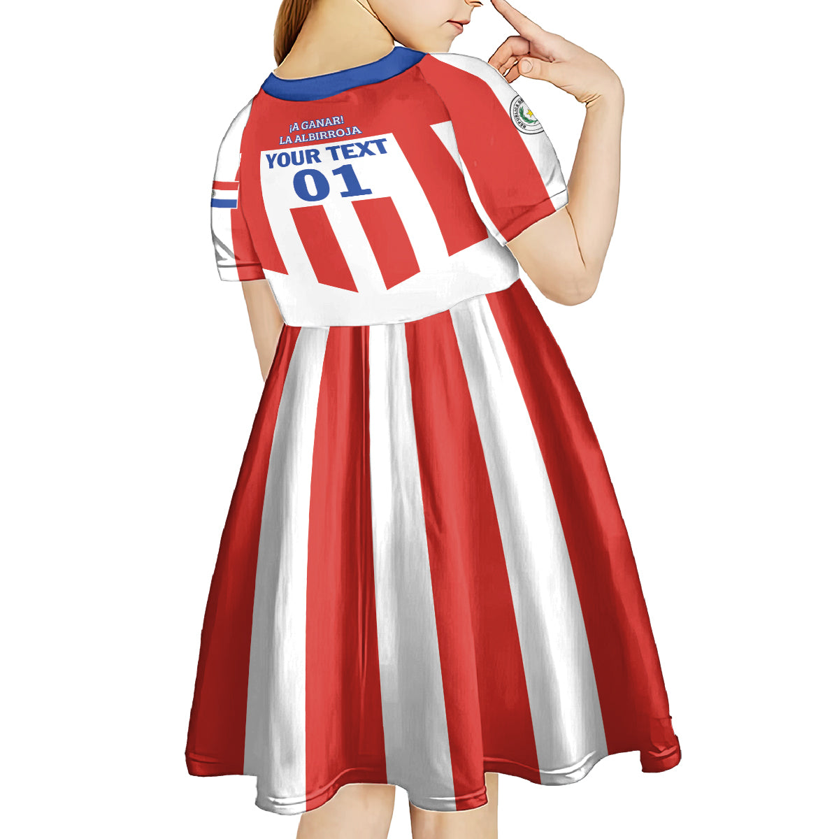Personalized Paraguay 2024 Football Kid Short Sleeve Dress Come On La Albirroja - Wonder Print Shop