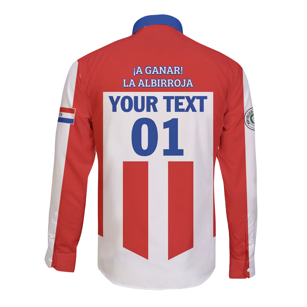 Personalized Paraguay 2024 Football Long Sleeve Button Shirt Come On La Albirroja - Wonder Print Shop