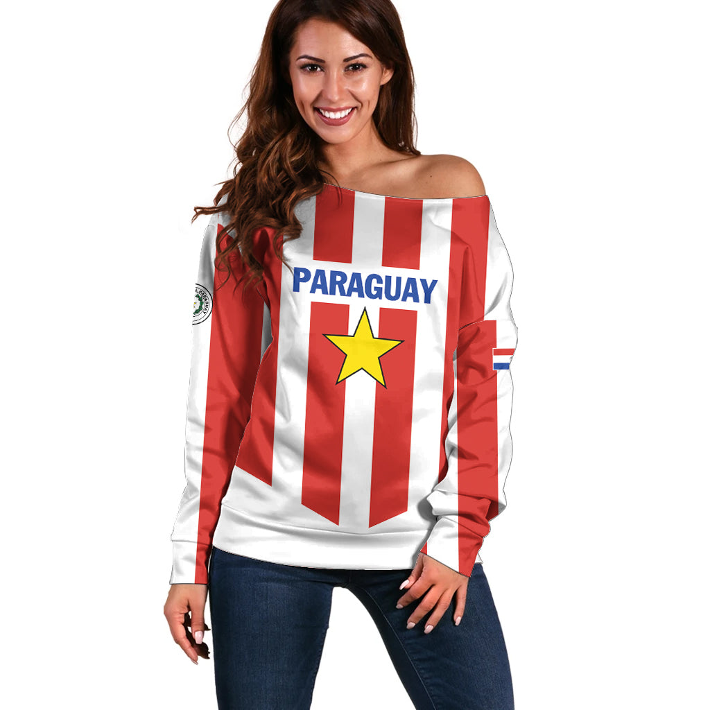 Personalized Paraguay 2024 Football Off Shoulder Sweater Come On La Albirroja