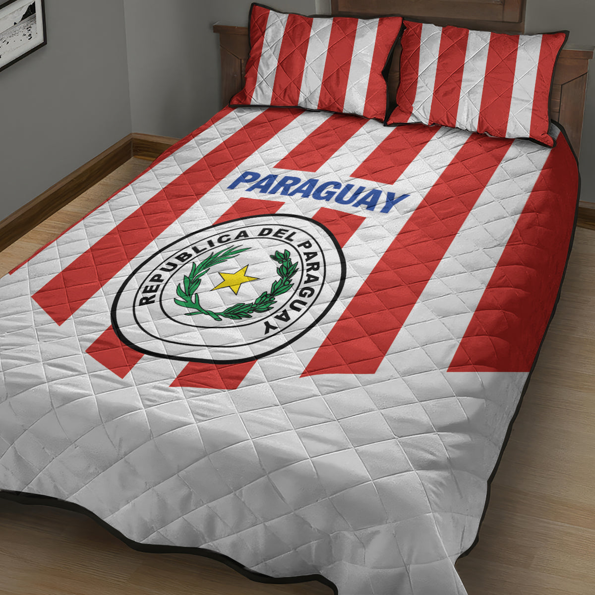 Paraguay 2024 Football Quilt Bed Set Come On La Albirroja - Wonder Print Shop