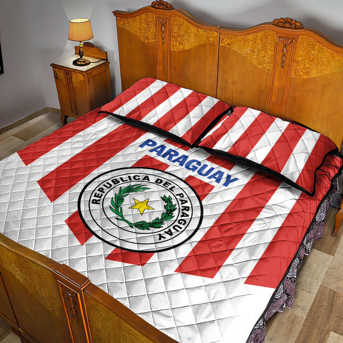 Paraguay 2024 Football Quilt Bed Set Come On La Albirroja - Wonder Print Shop