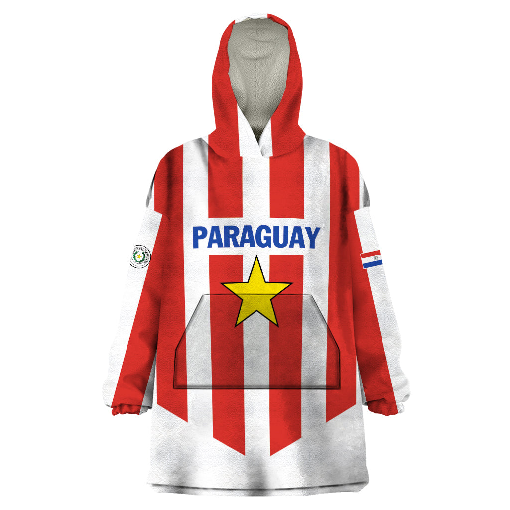 Personalized Paraguay 2024 Football Wearable Blanket Hoodie Come On La Albirroja - Wonder Print Shop