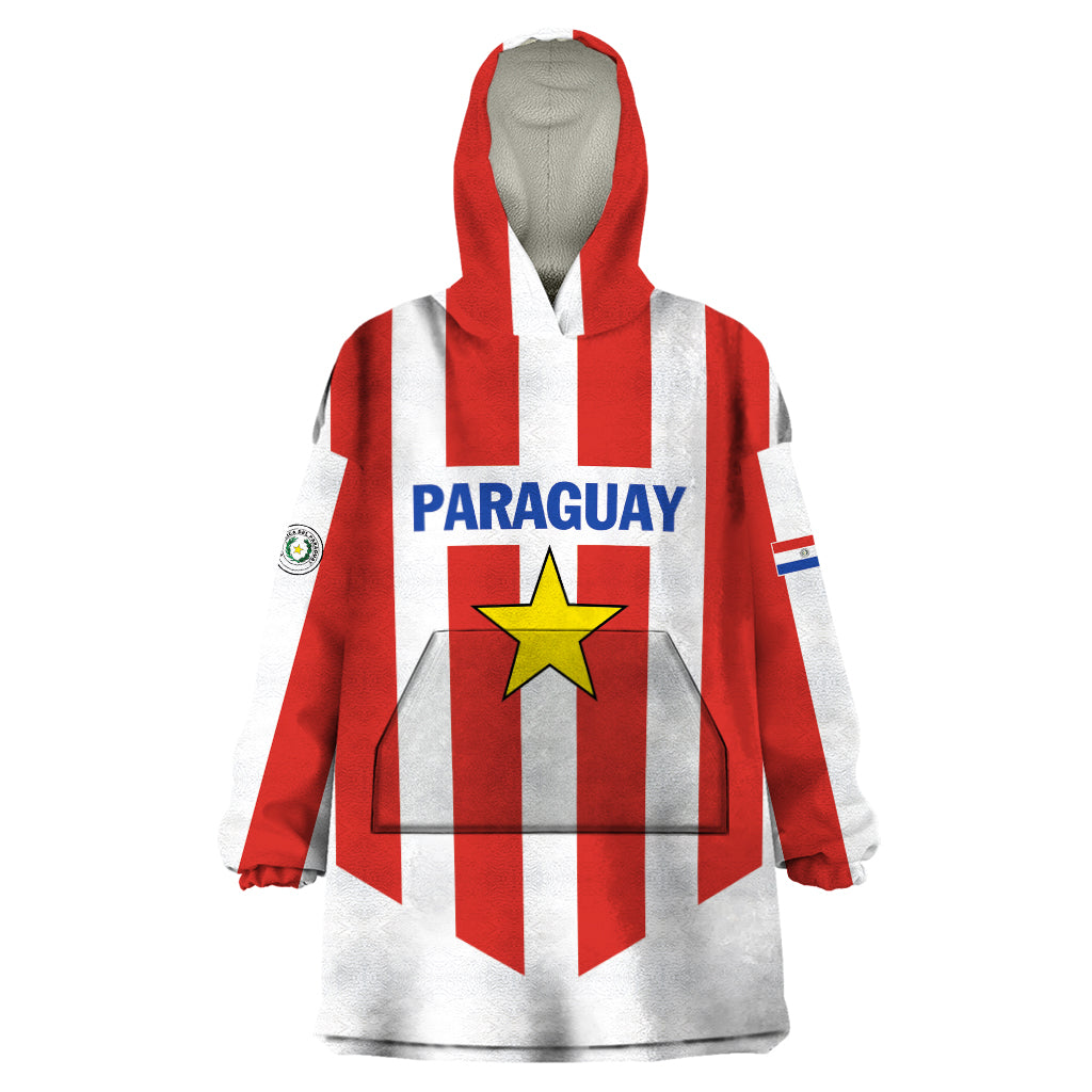 Personalized Paraguay 2024 Football Wearable Blanket Hoodie Come On La Albirroja