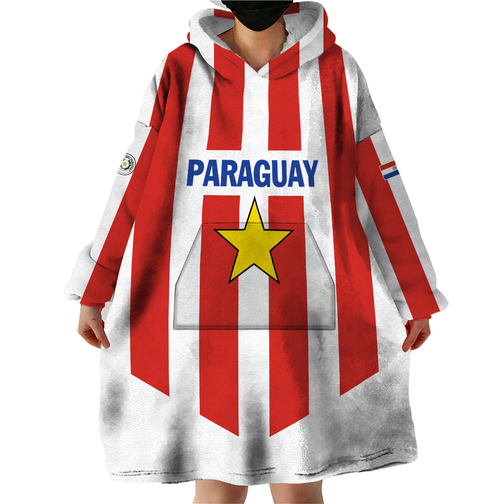 Personalized Paraguay 2024 Football Wearable Blanket Hoodie Come On La Albirroja - Wonder Print Shop