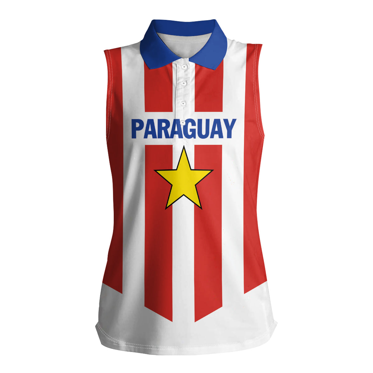Personalized Paraguay 2024 Football Women Sleeveless Polo Shirt Come On La Albirroja