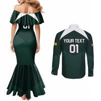 Personalized Bolivia 2024 Football Couples Matching Mermaid Dress and Long Sleeve Button Shirt La Verd Go Champion