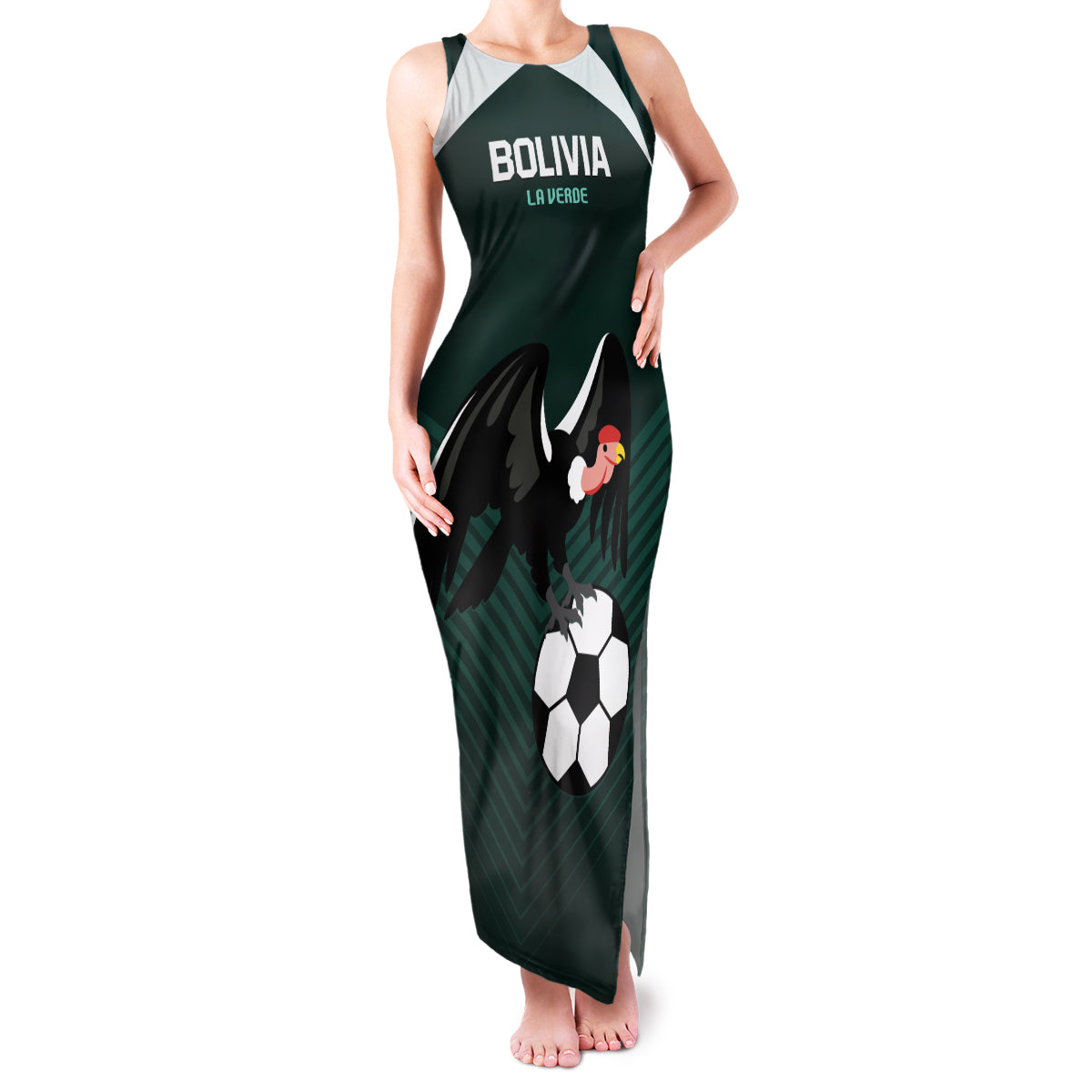 Personalized Bolivia 2024 Football Family Matching Tank Maxi Dress and Hawaiian Shirt La Verd Go Champion - Wonder Print Shop
