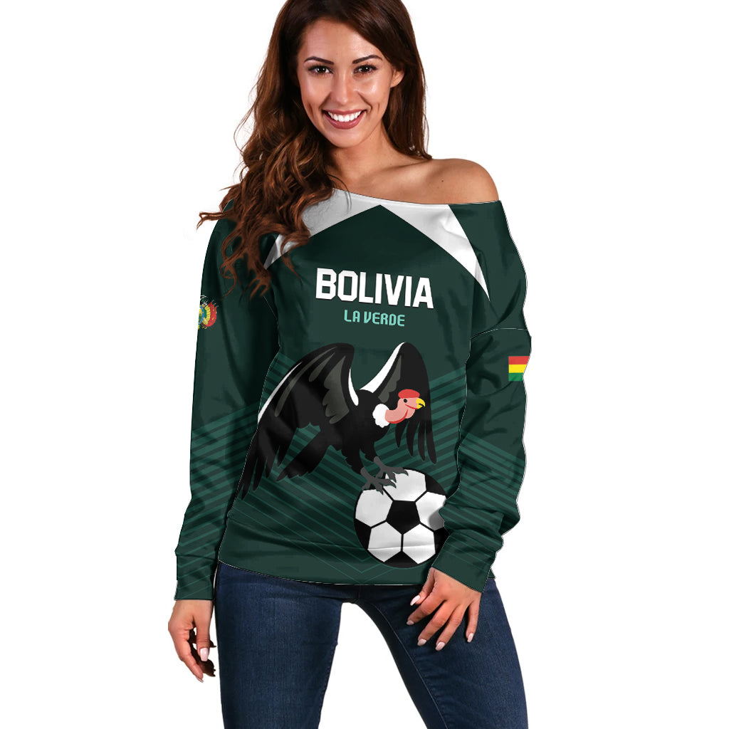 Personalized Bolivia 2024 Football Off Shoulder Sweater La Verd Go Champion