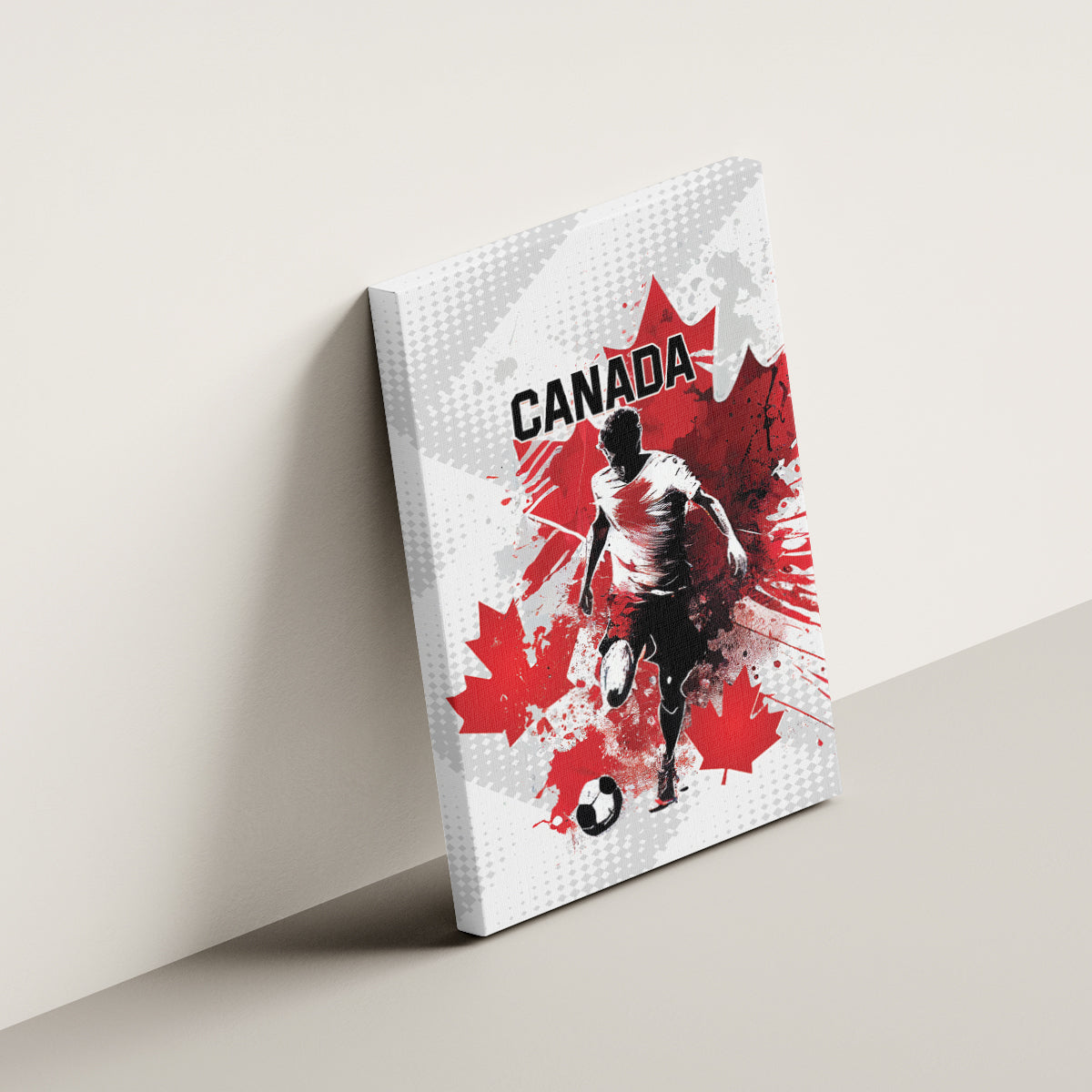 Canada 2024 Soccer Canvas Wall Art Canadian Player Maple Leaf - Wonder Print Shop