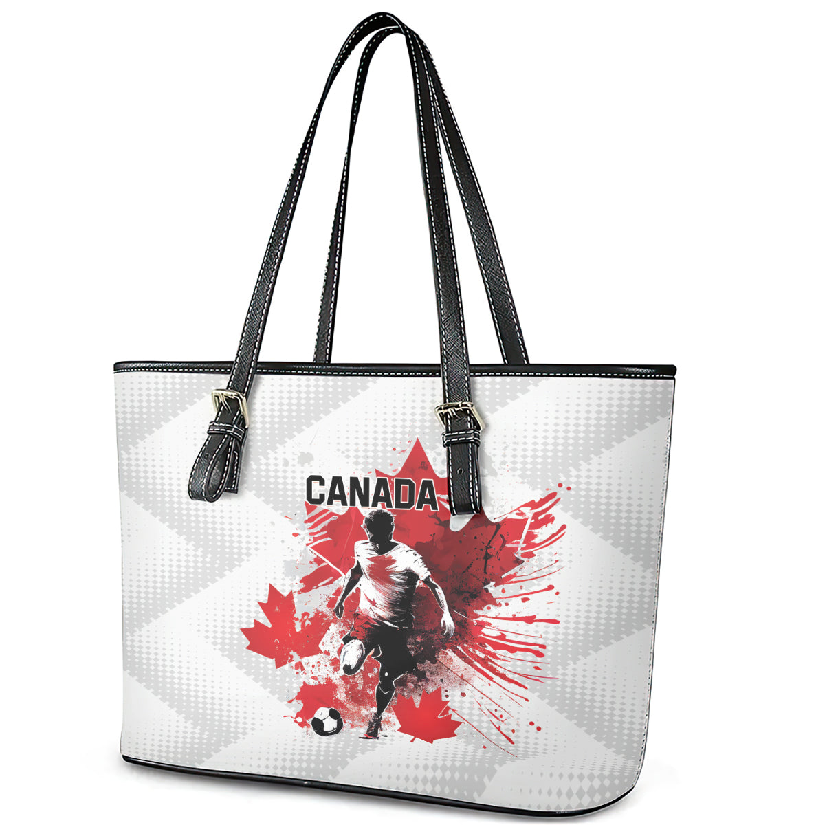 Canada 2024 Soccer Leather Tote Bag Canadian Player Maple Leaf - Wonder Print Shop