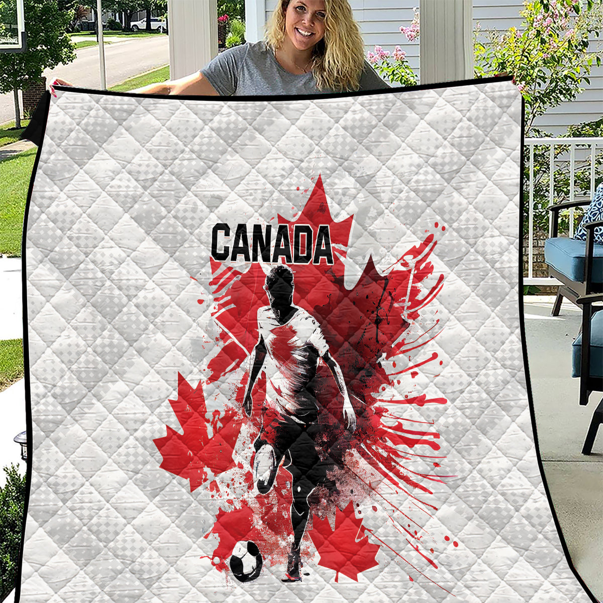 Canada 2024 Soccer Quilt Canadian Player Maple Leaf - Wonder Print Shop