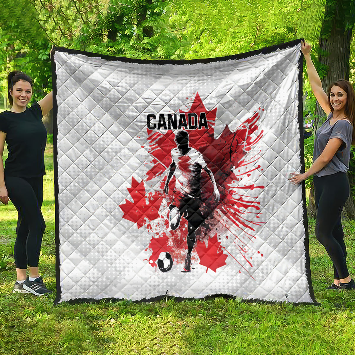 Canada 2024 Soccer Quilt Canadian Player Maple Leaf - Wonder Print Shop