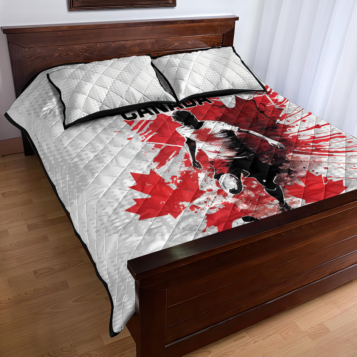 Canada 2024 Soccer Quilt Bed Set Canadian Player Maple Leaf - Wonder Print Shop
