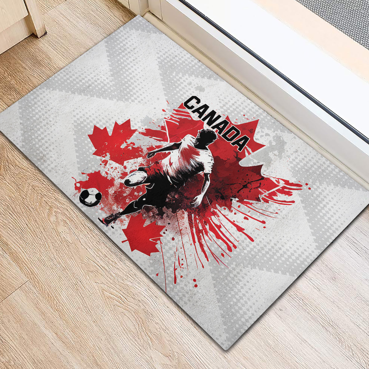 Canada 2024 Soccer Rubber Doormat Canadian Player Maple Leaf - Wonder Print Shop
