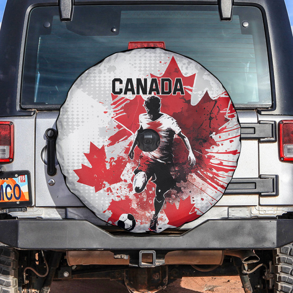 Canada 2024 Soccer Spare Tire Cover Canadian Player Maple Leaf - Wonder Print Shop