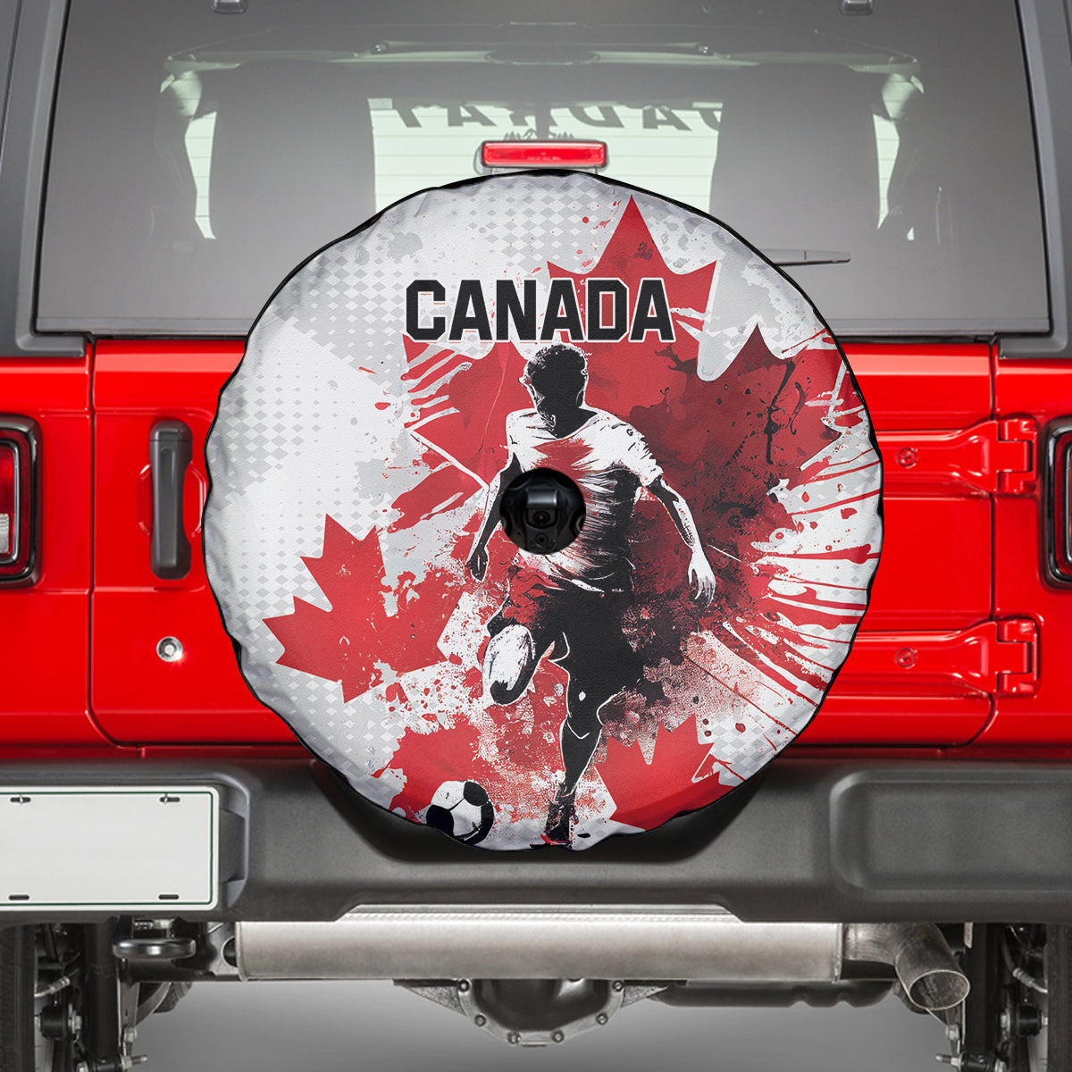 Canada 2024 Soccer Spare Tire Cover Canadian Player Maple Leaf - Wonder Print Shop
