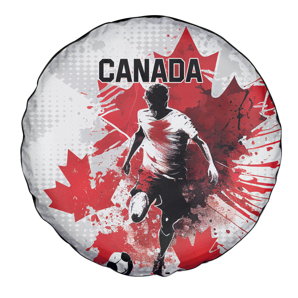 Canada 2024 Soccer Spare Tire Cover Canadian Player Maple Leaf - Wonder Print Shop