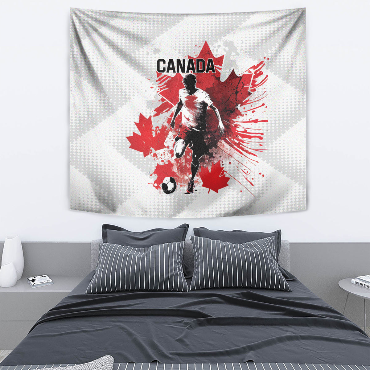 Canada 2024 Soccer Tapestry Canadian Player Maple Leaf - Wonder Print Shop