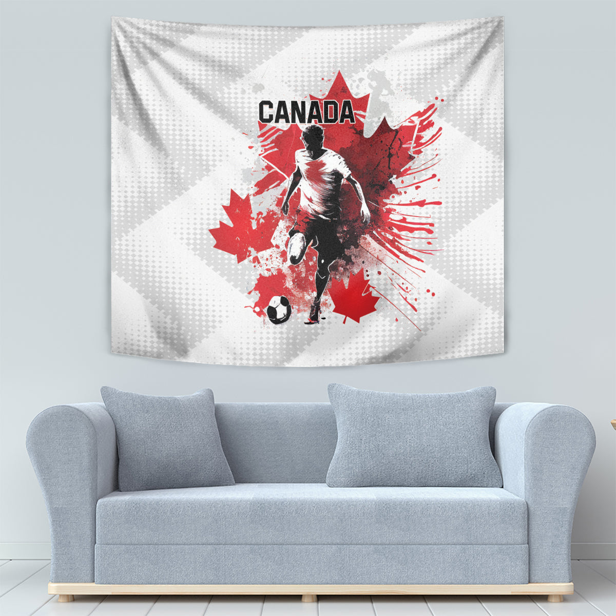 Canada 2024 Soccer Tapestry Canadian Player Maple Leaf - Wonder Print Shop