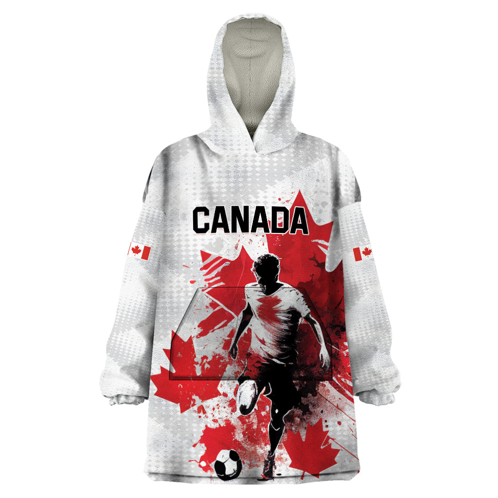 Personalized Canada 2024 Soccer Wearable Blanket Hoodie Canadian Player Maple Leaf