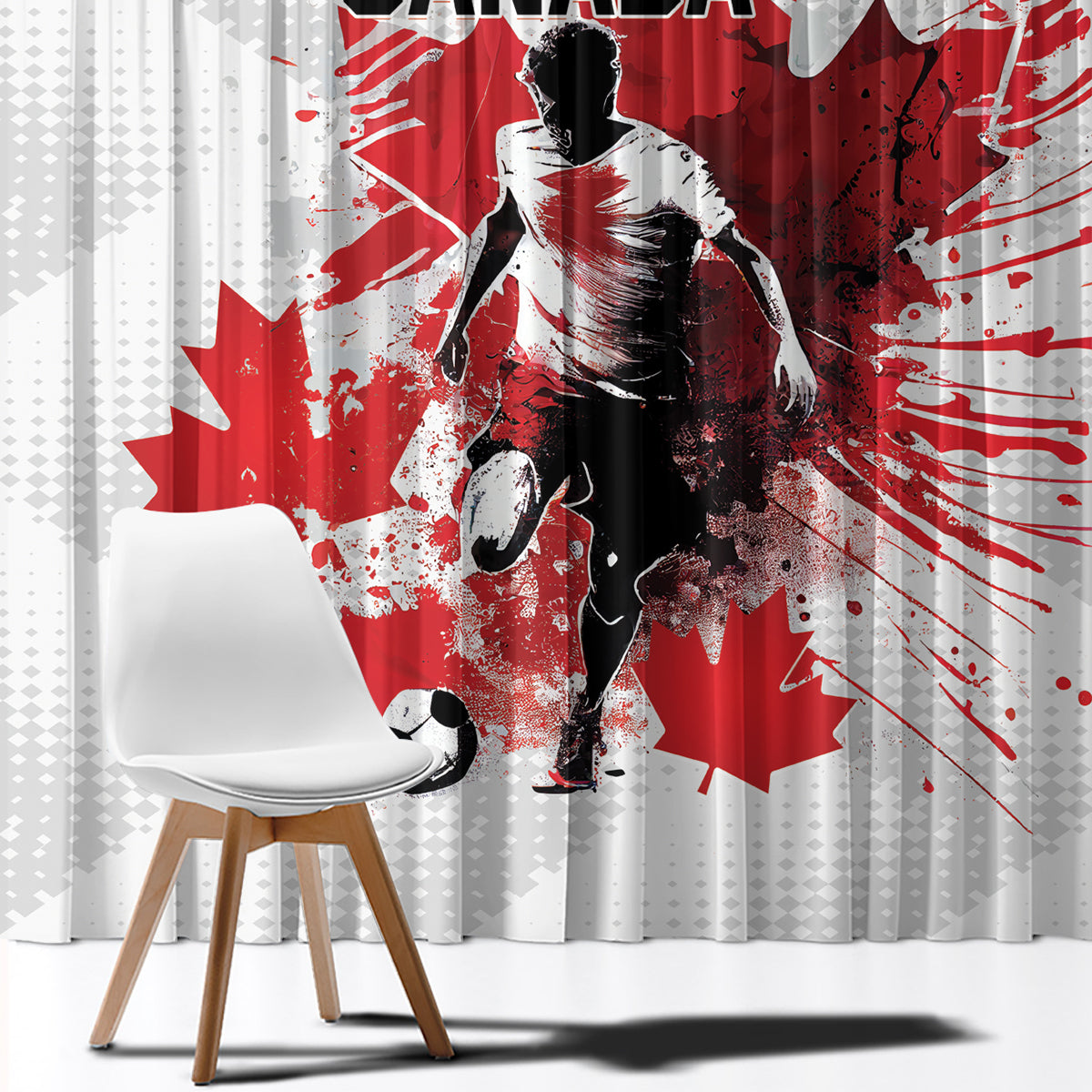 Canada 2024 Soccer Window Curtain Canadian Player Maple Leaf - Wonder Print Shop