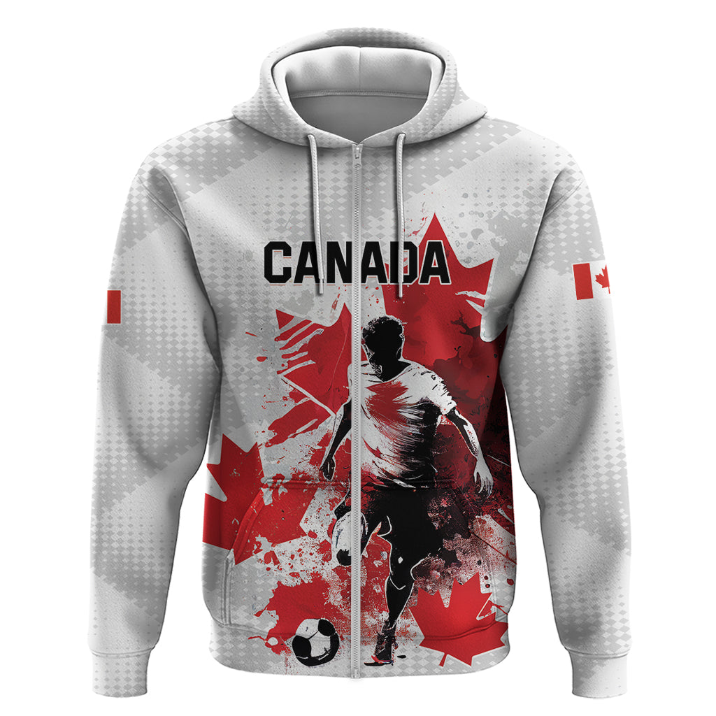 Personalized Canada 2024 Soccer Zip Hoodie Canadian Player Maple Leaf