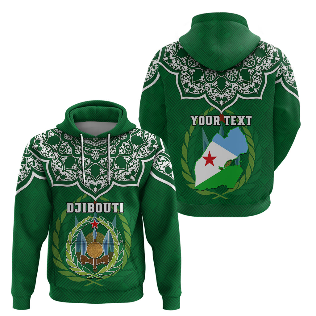 Custom Djibouti Hoodie Jabuuti Emblem With Islamic Floral Circle - Wonder Print Shop